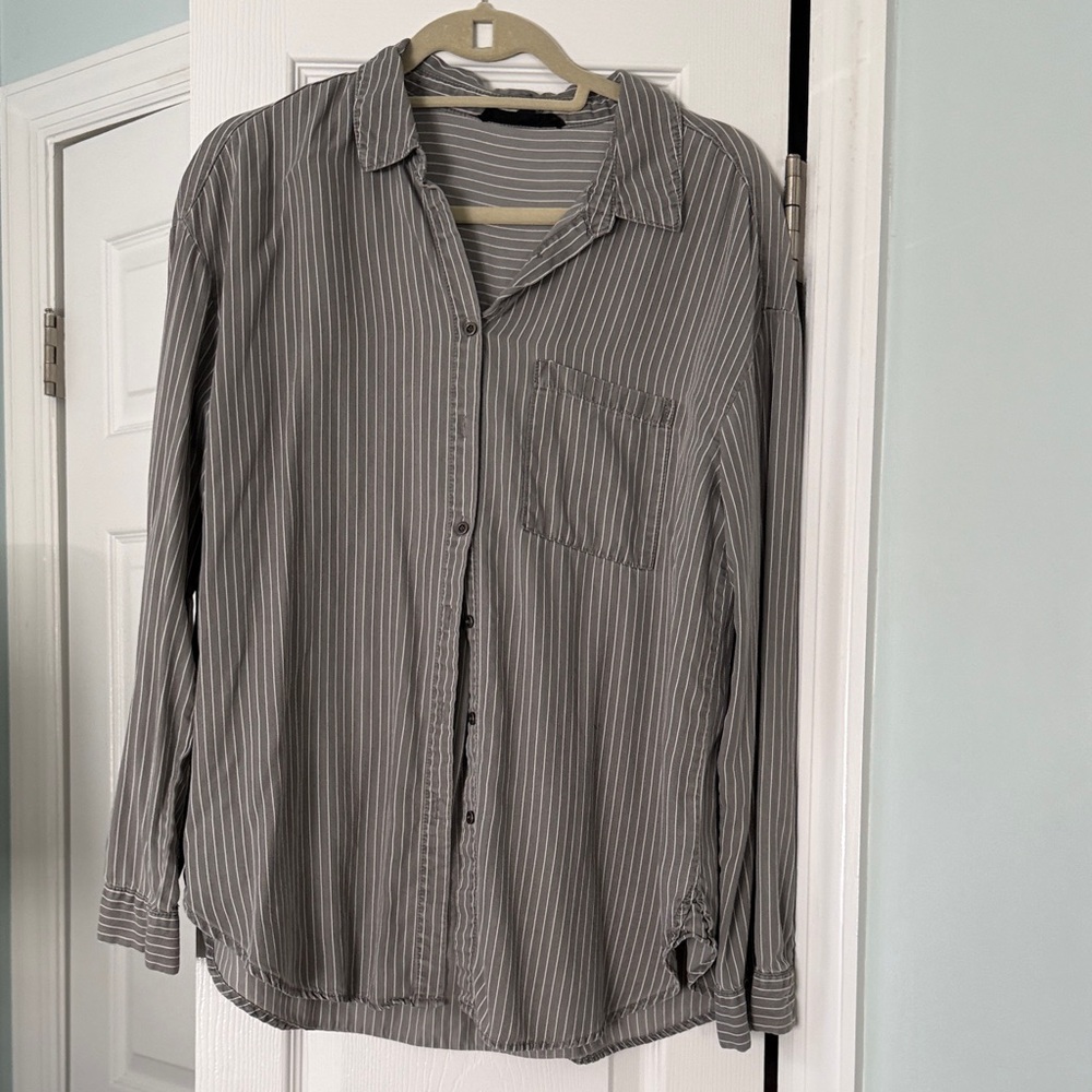 Jane and Delaney Gray Striped ladies Shirt